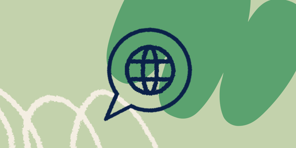 illustration of a globe icon inside a speech bubble