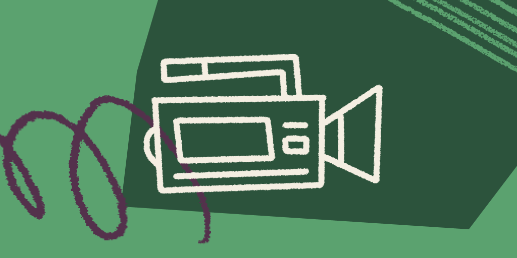 video camera graphic on green background