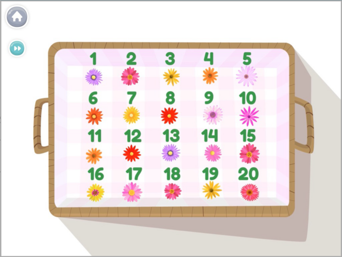 This kindergarten math game encourages kids to practice the counting sequence all the way up to the number 20.