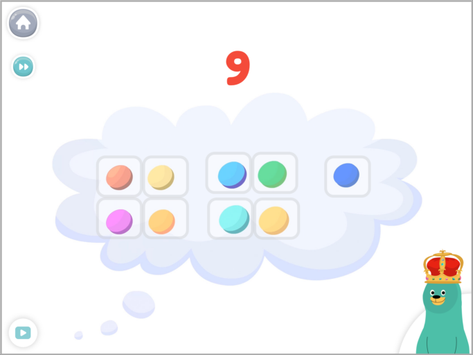 This free Kindergarten math game helps kids quantify by keeping track of which circles have already been counted.