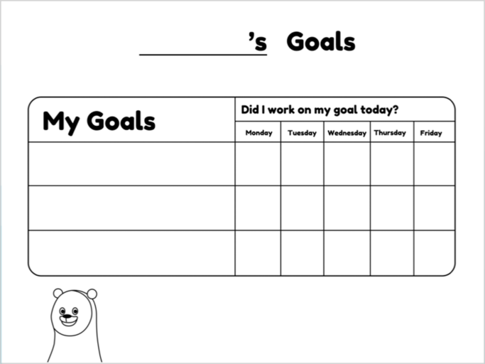 A preview of our free goal-setting template for kids.