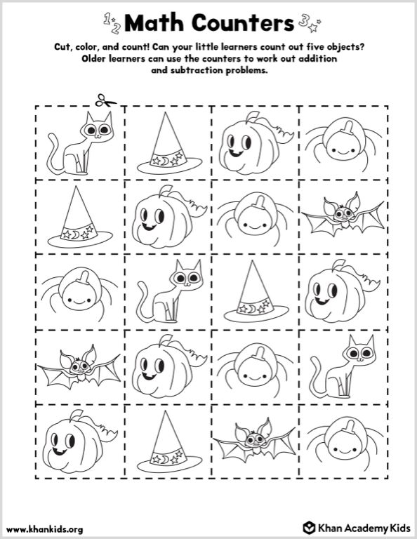 Halloween coloring math counters