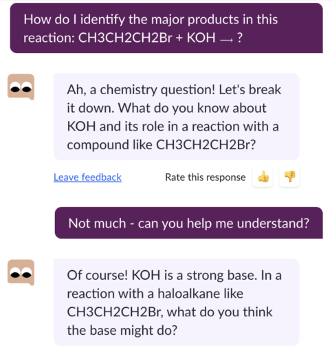 Khanmigo works with you to answer the question - just like a great tutor!