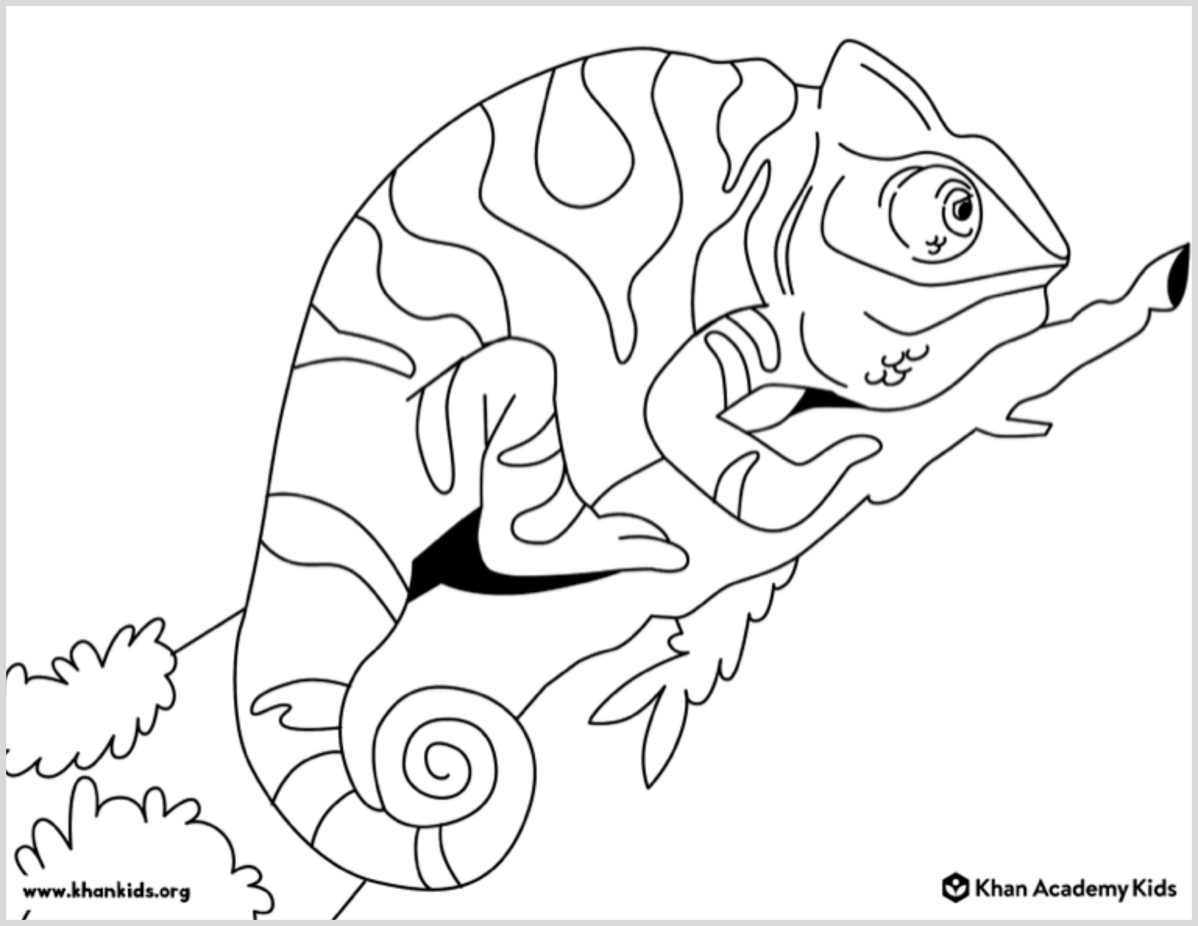 animal coloring pages for kids chameleon