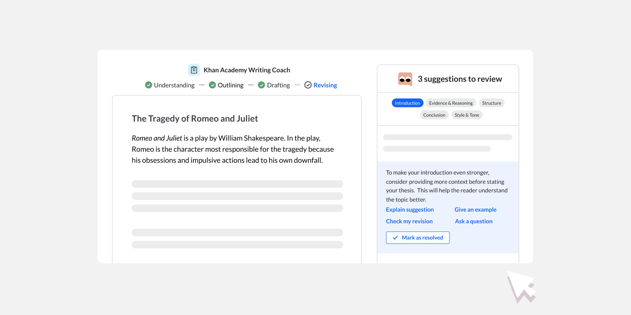 AI tools: Khan Academy Writing Coach