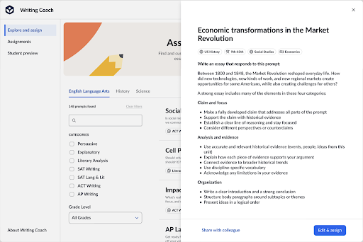 Search by keyword and customize instructions before assigning