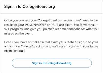 The prompt to sign into CollegeBoard.